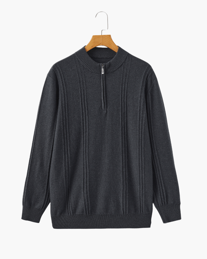 Men's 100% Cashmere Ribbed Half-Zip Jumper, alternate angle 2