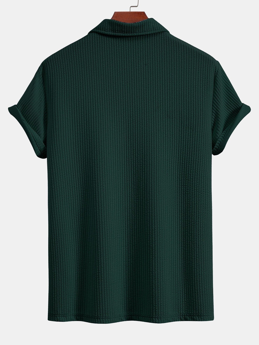 Men's Textured V-Neck Polo & Shorts Set, alternate angle 8
