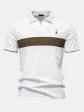Men's Contrast Pique V-Neck Polo Shirt photographed for Eaton Row Co.