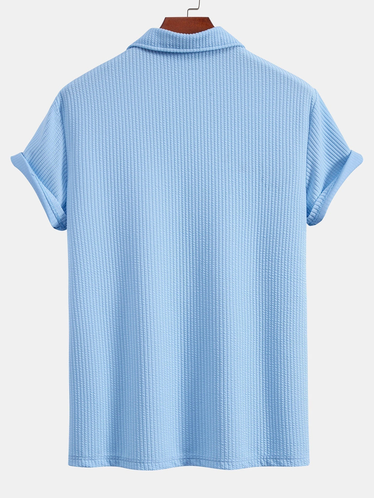 Men's Textured V-Neck Polo & Shorts Set, alternate angle 6