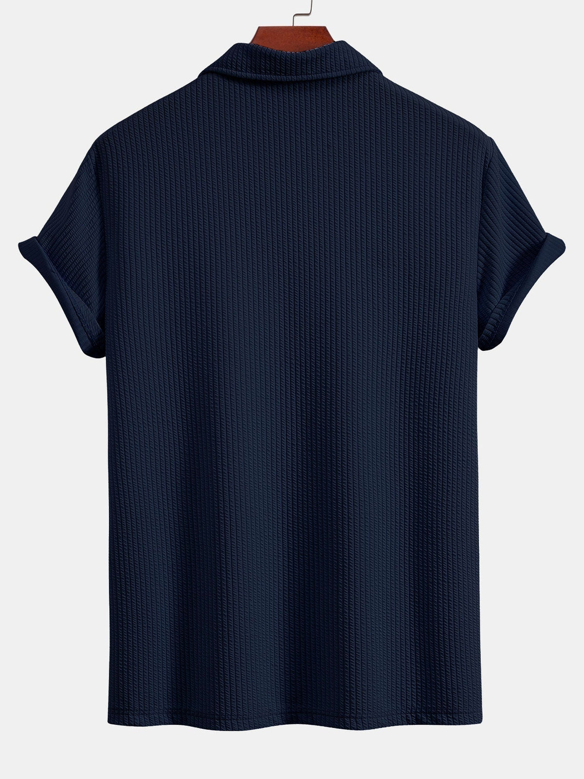 Men's Textured V-Neck Polo & Shorts Set, alternate angle 14