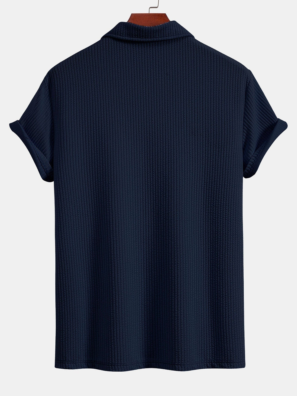 Men's Textured V-Neck Polo & Trousers Set, alternate angle 14