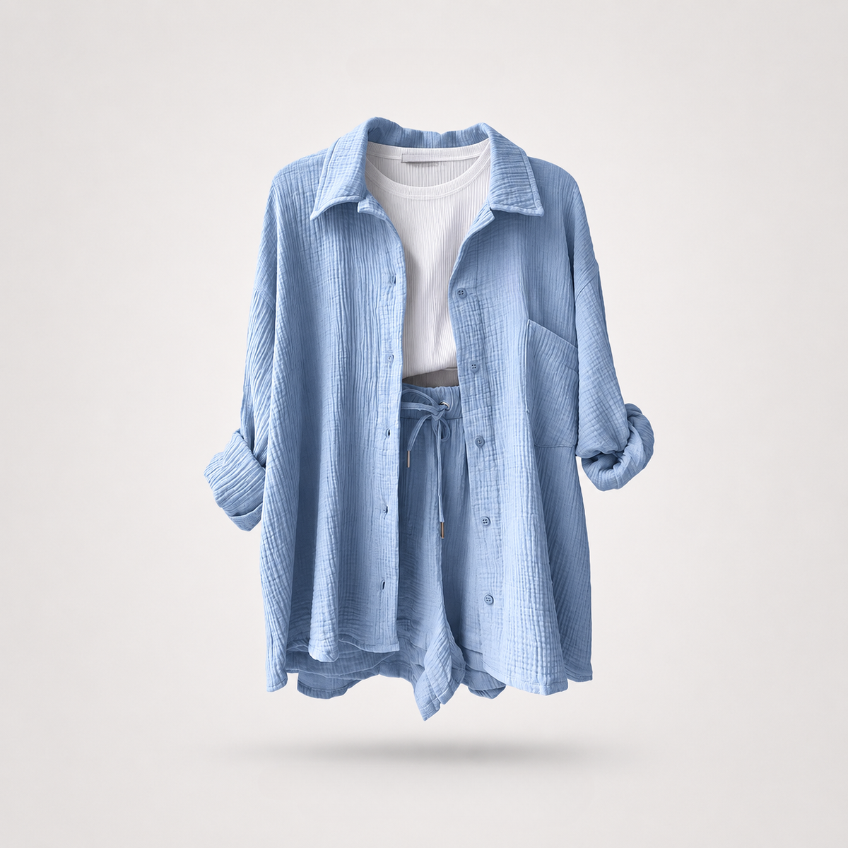 Riviera Women's Crinkle Shirt & Shorts Co-Ord, alternate angle 5
