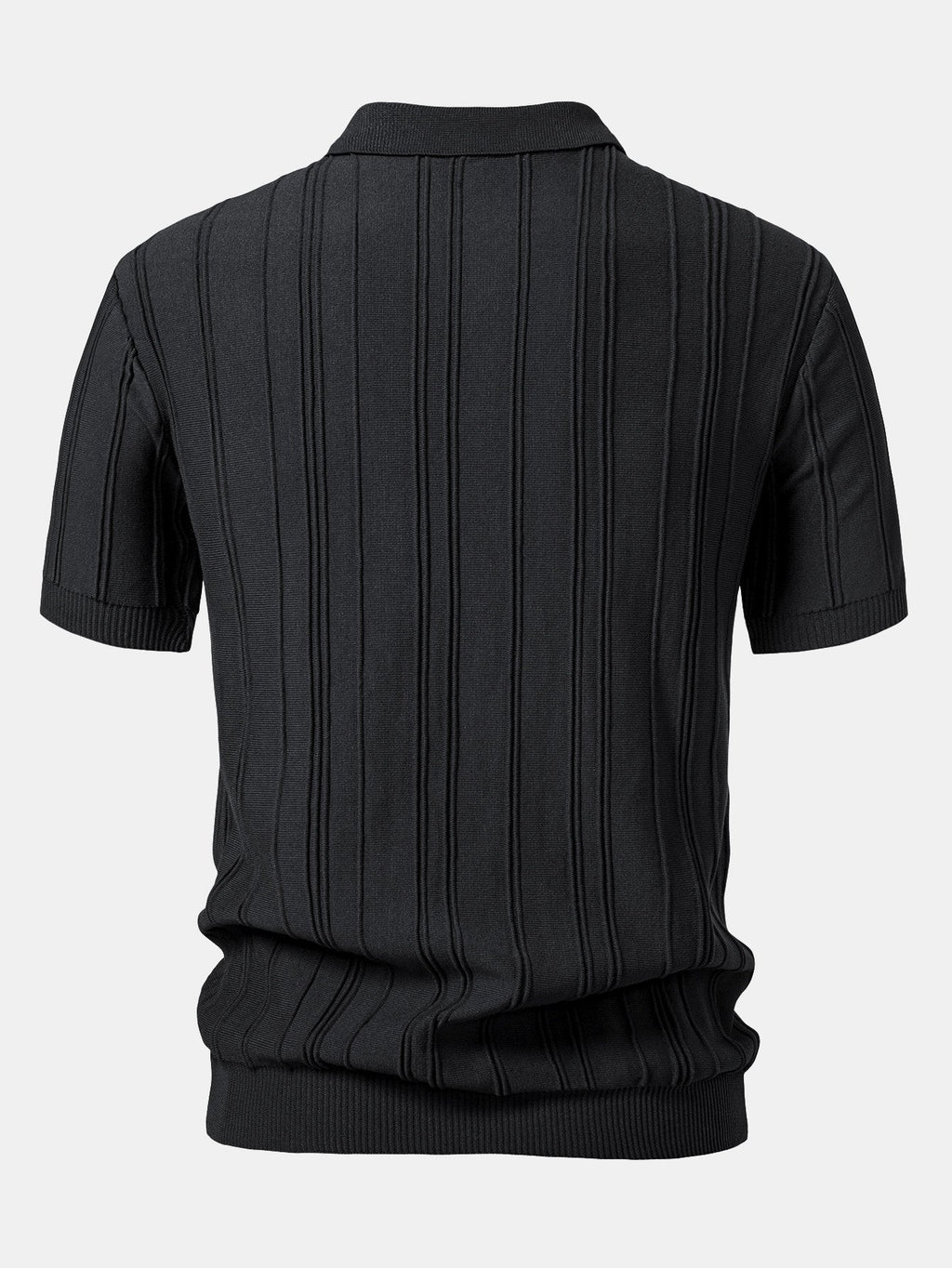 Men's Striped Jacquard Knit Zip Polo Shirt, alternate angle 5