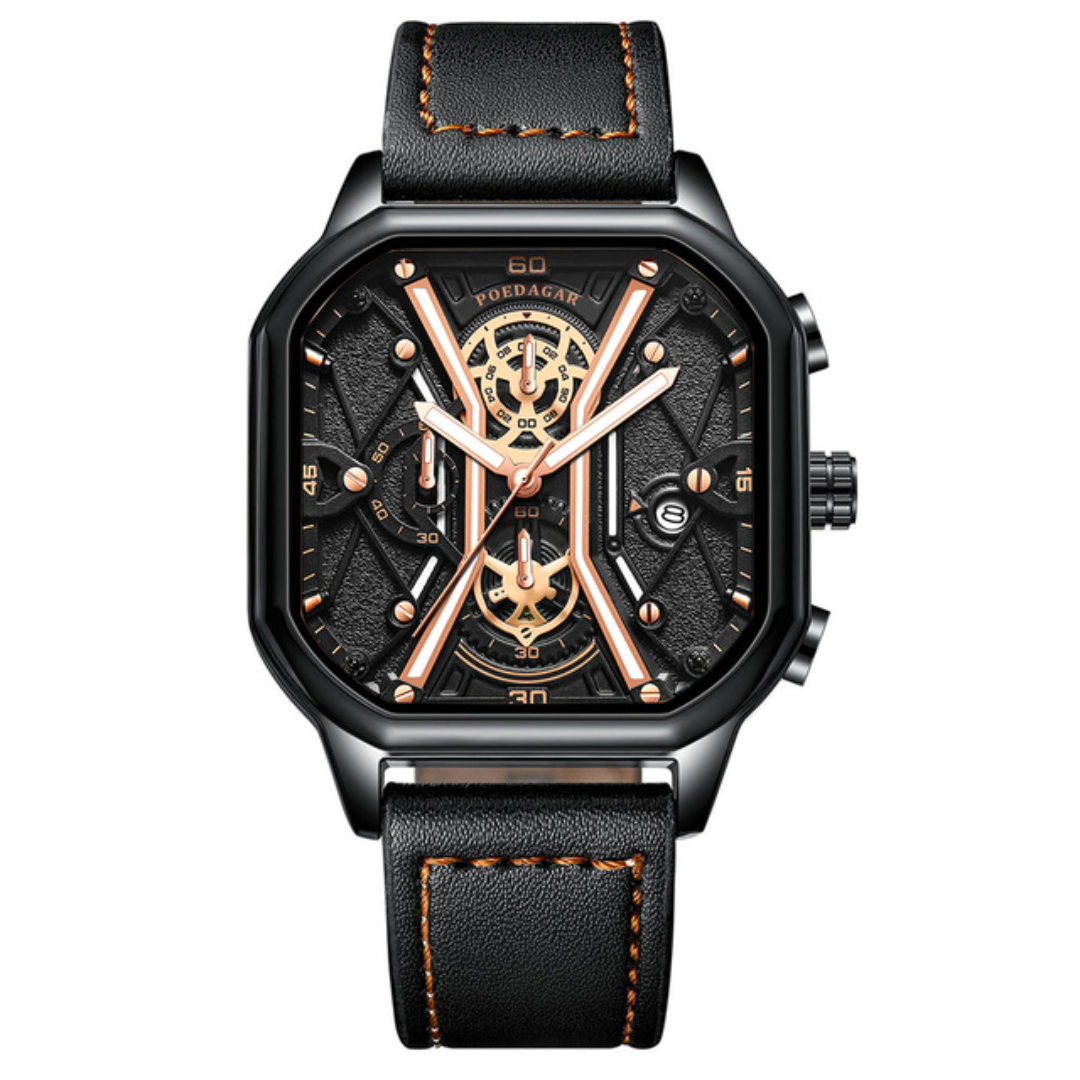 Regal Elegance Men's Leather Strap Watch, alternate angle 1