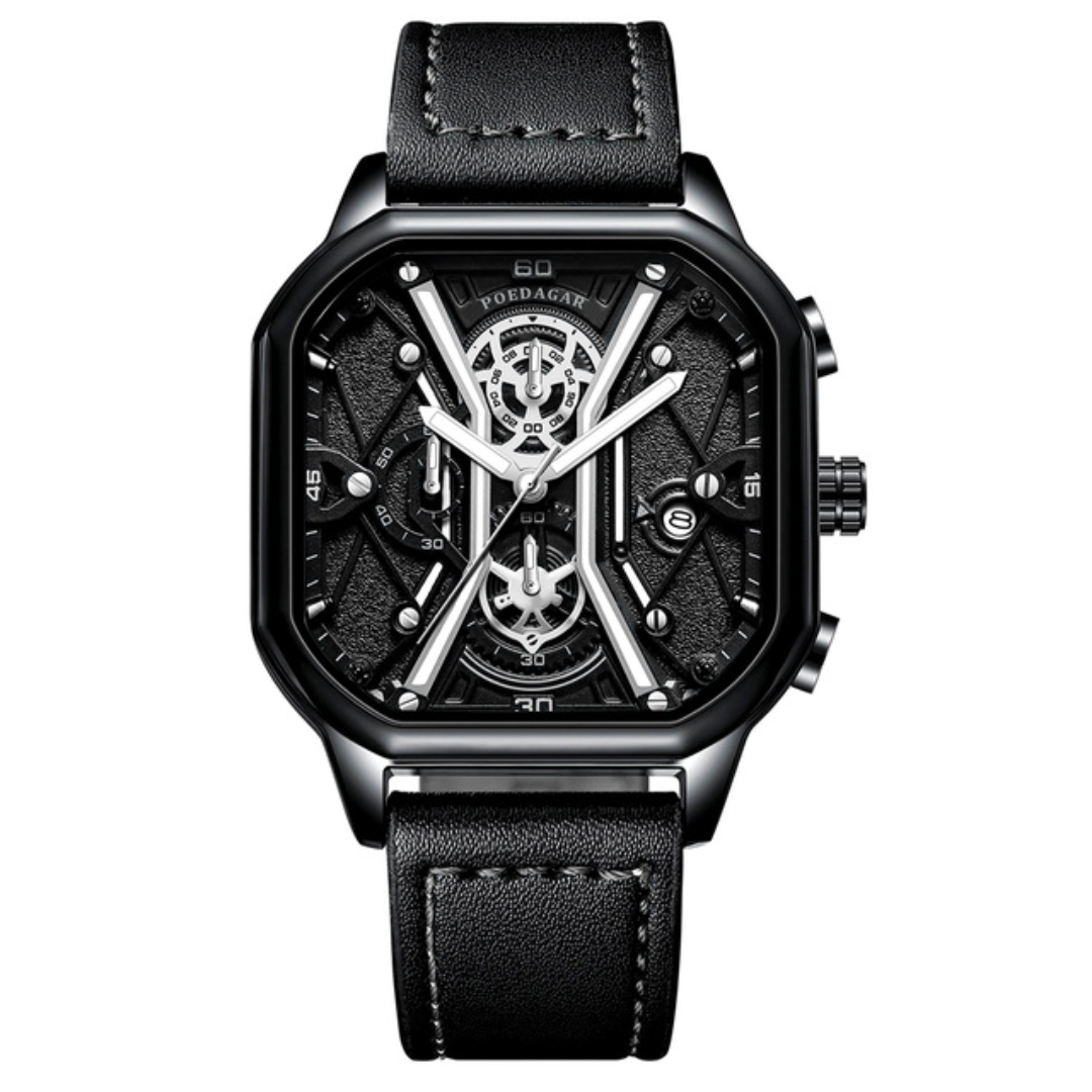 Regal Elegance Men's Leather Strap Watch photographed for Eaton Row Co.