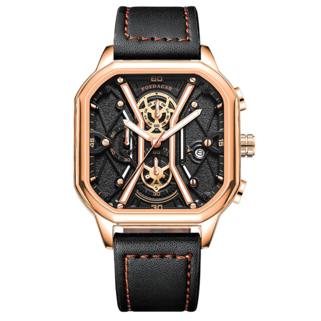 Regal Elegance Men's Leather Strap Watch, alternate angle 3