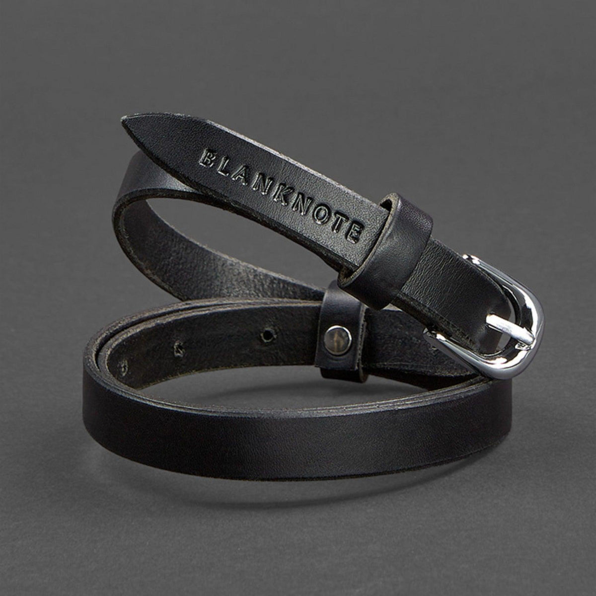Handmade Narrow Leather Belt, alternate angle 3