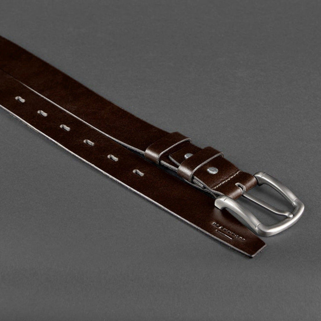 Men's Handmade Brown Leather Jeans Belt, alternate angle 3
