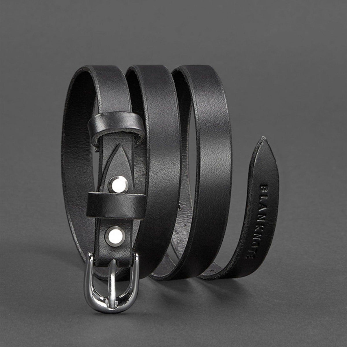 Handmade Narrow Leather Belt, alternate angle 2