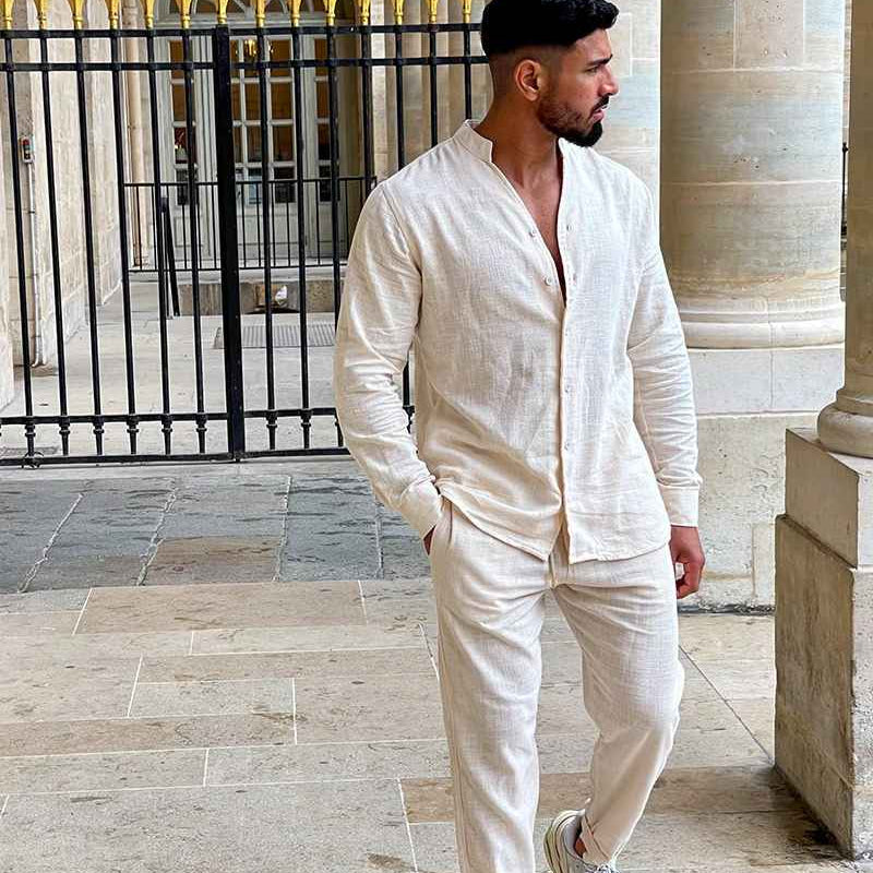 Theo Men's Linen Co-Ord Set photographed for Eaton Row Co.