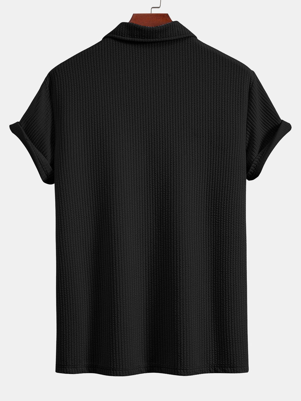 Men's Textured V-Neck Polo & Trousers Set, alternate angle 8