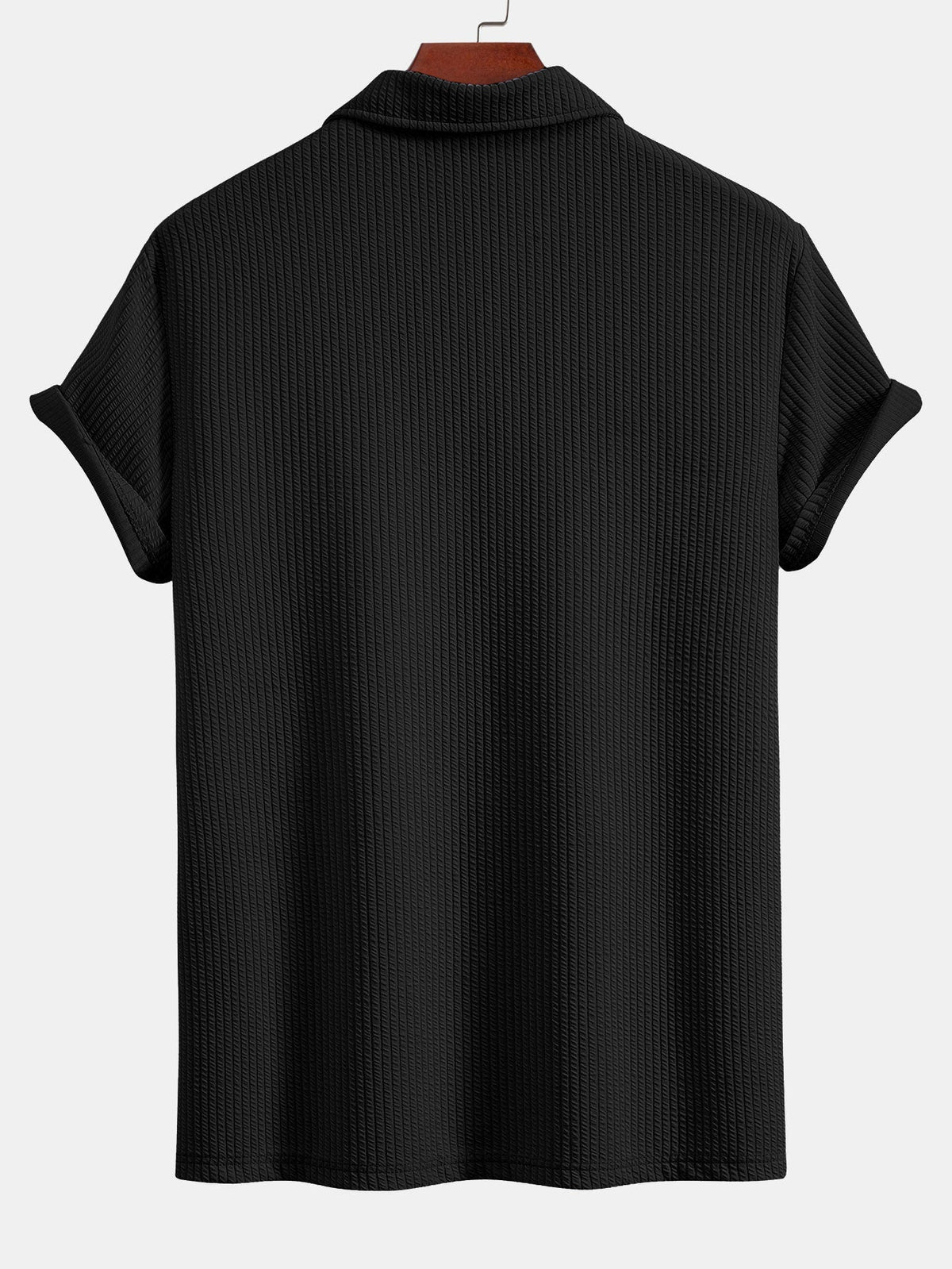 Men's Textured V-Neck Polo & Trousers Set, alternate angle 8