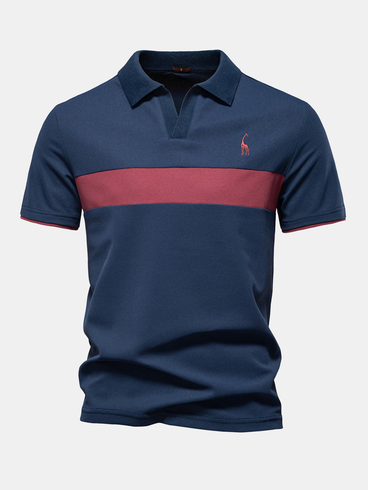 Men's Contrast Pique V-Neck Polo Shirt, alternate angle 2