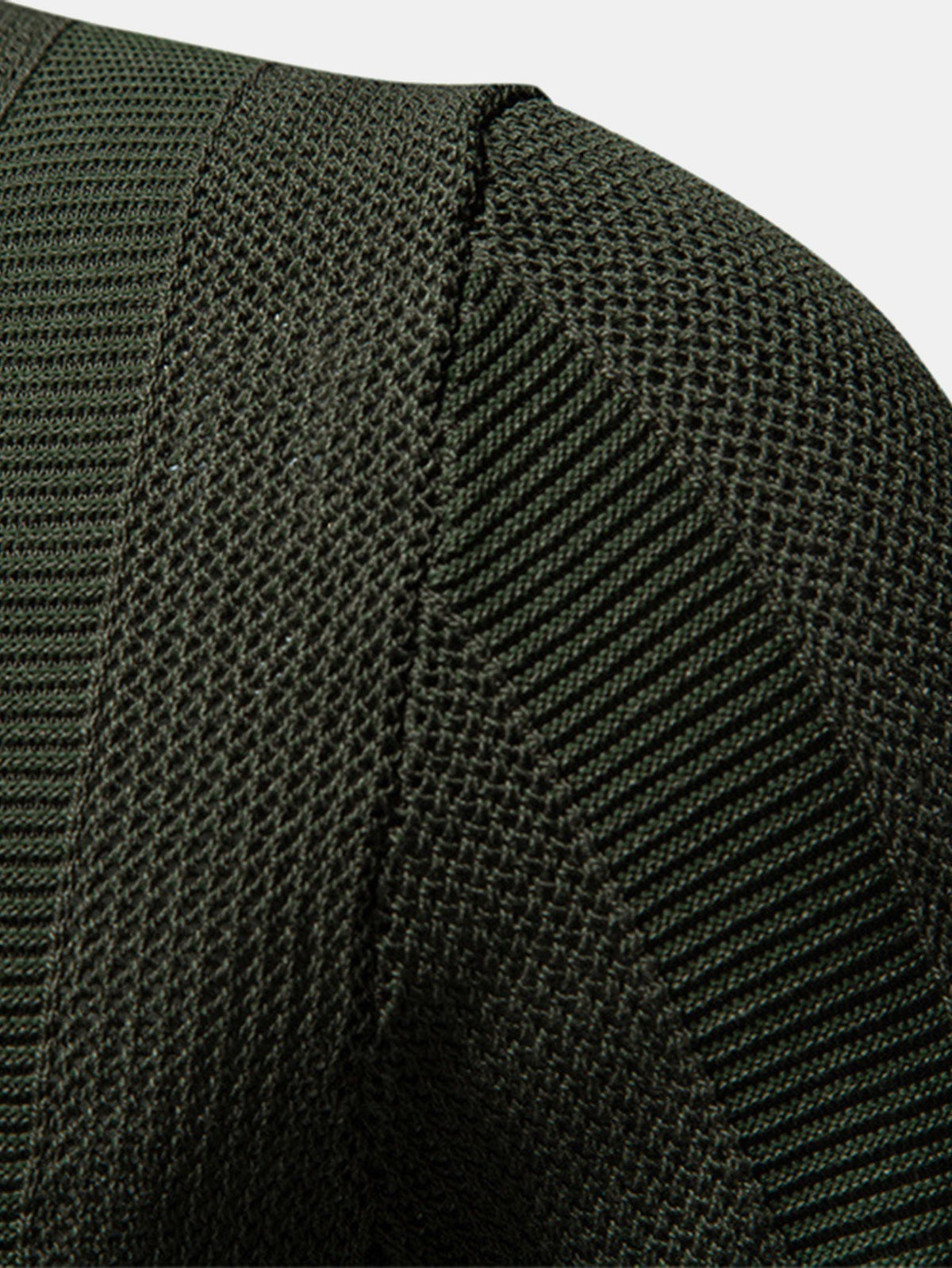Men's Striped Hollow Knit V-Neck Polo Shirt, alternate angle 5