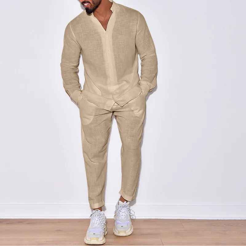 Theo Men's Linen Co-Ord Set, alternate angle 7