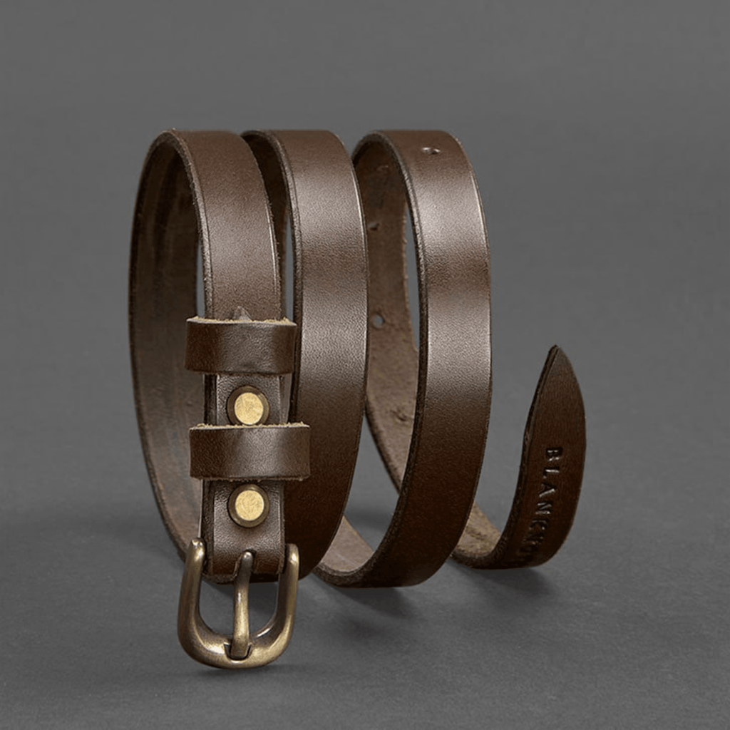 Handmade Narrow Leather Belt, alternate angle 5
