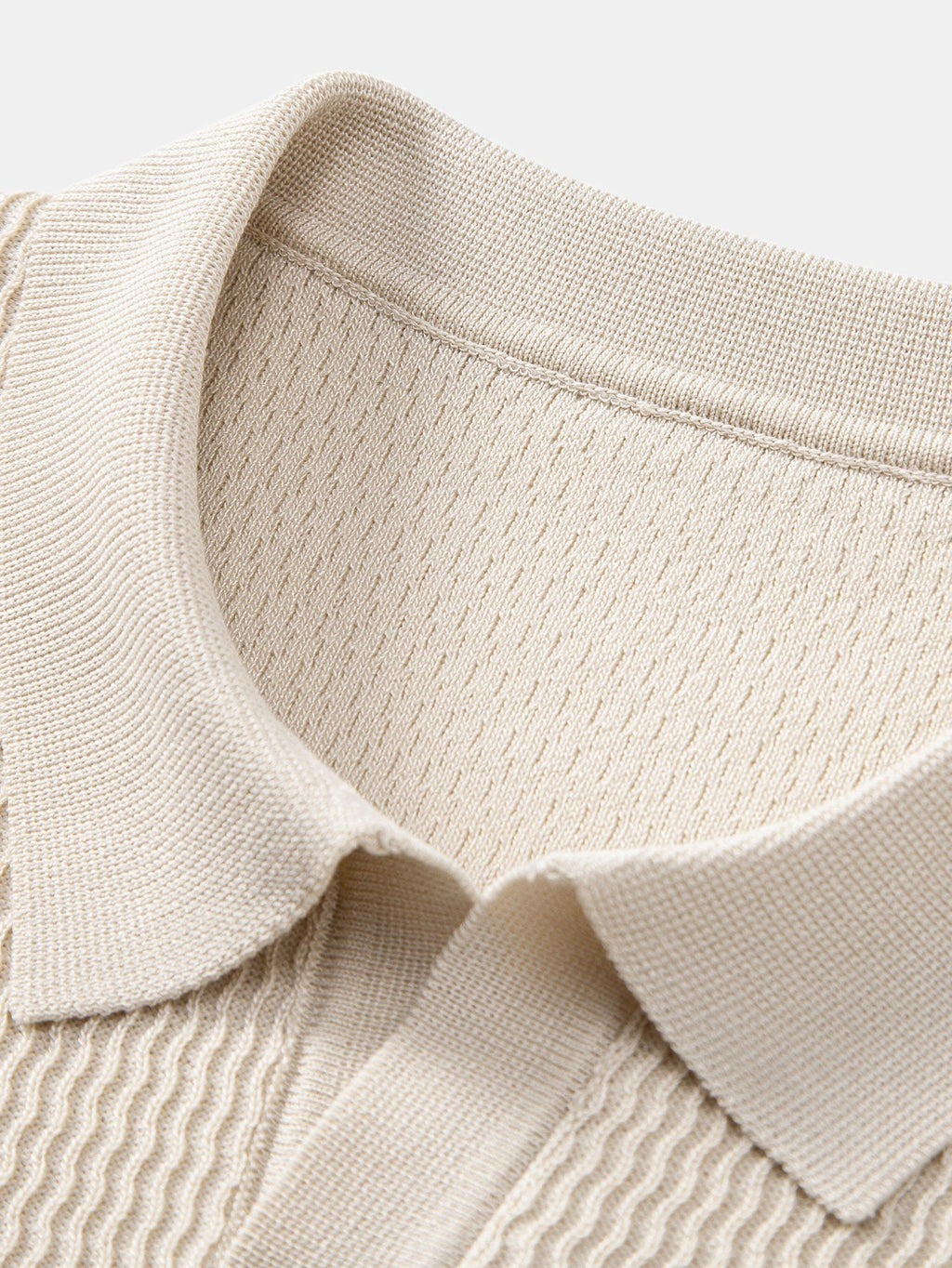 Men's Wave Jacquard Knit V-Neck Polo Shirt, alternate angle 10