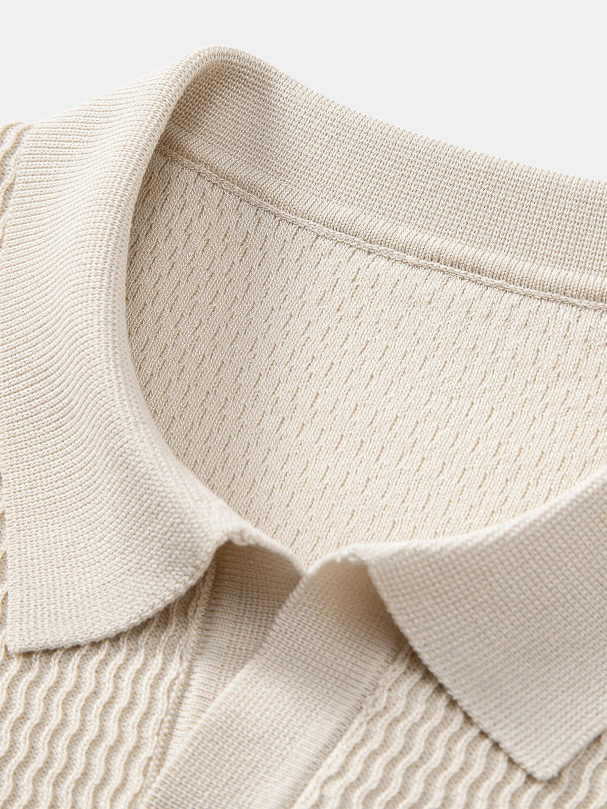 Men's Wave Jacquard Knit V-Neck Polo Shirt, alternate angle 10