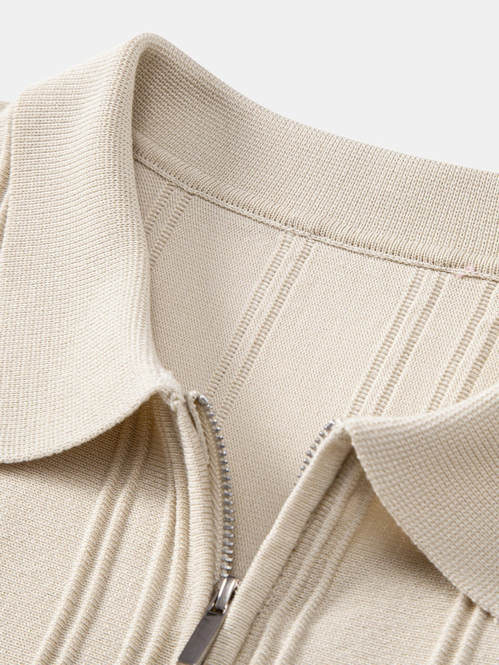 Men's Striped Jacquard Knit Zip Polo Shirt, alternate angle 10