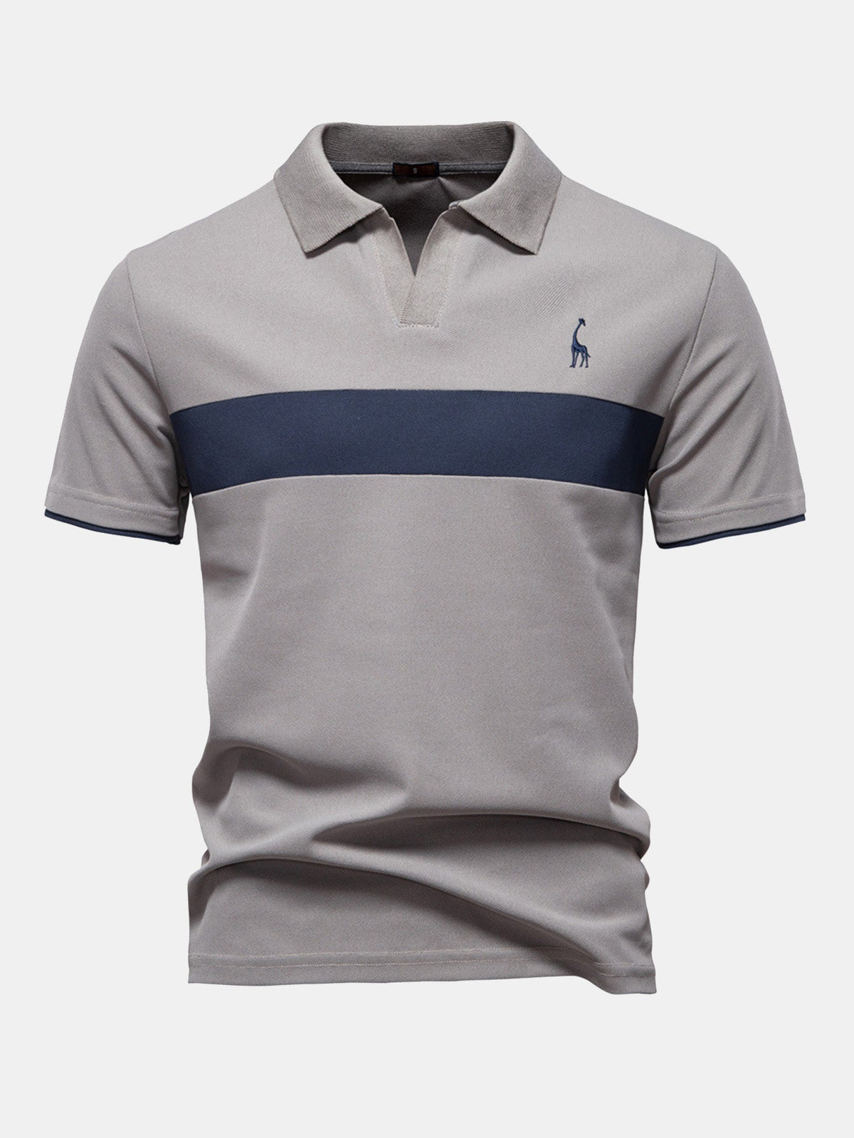 Men's Contrast Pique V-Neck Polo Shirt, alternate angle 8
