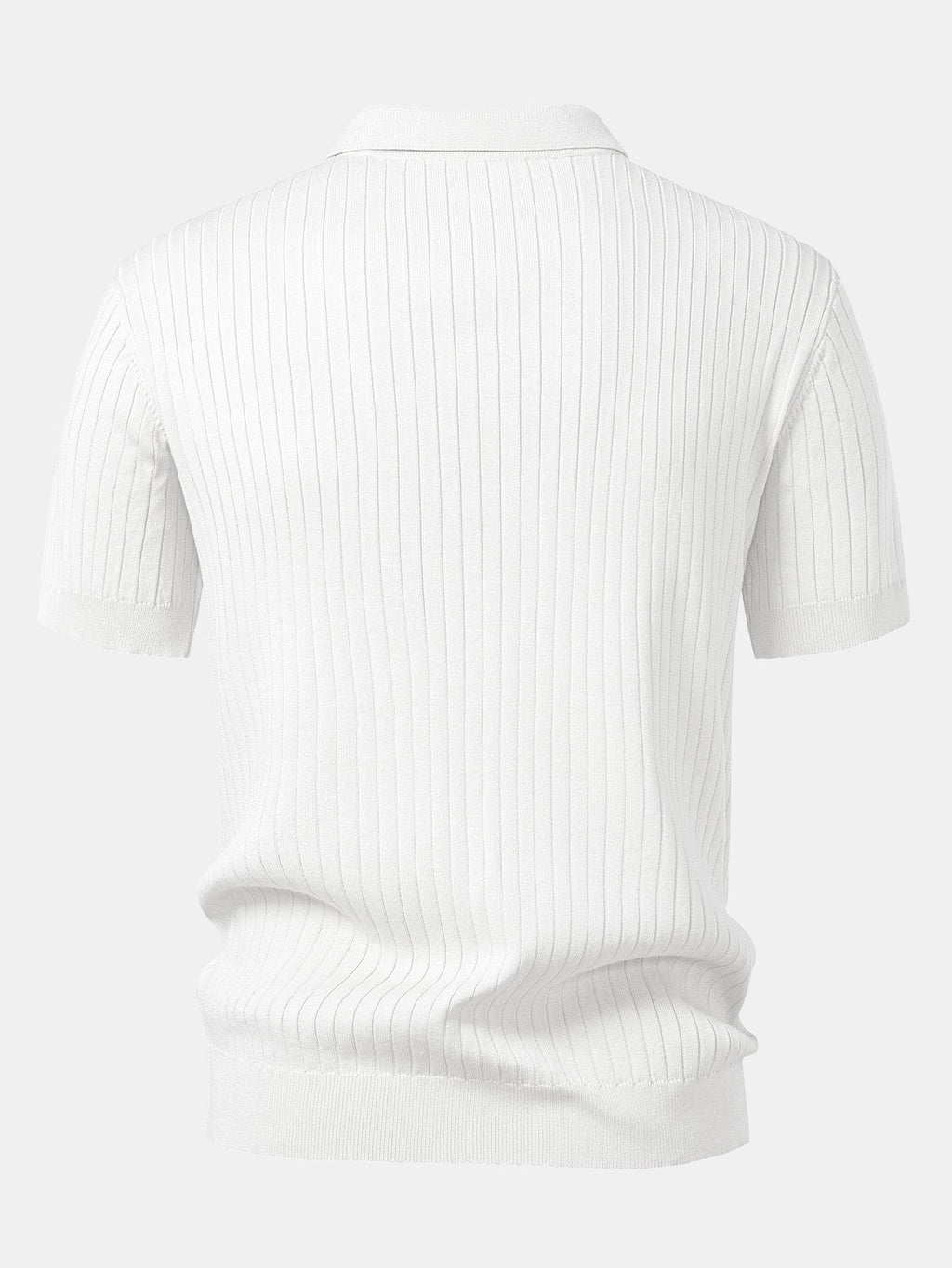Men's Striped V-Neck Knit Polo Shirt, alternate angle 11