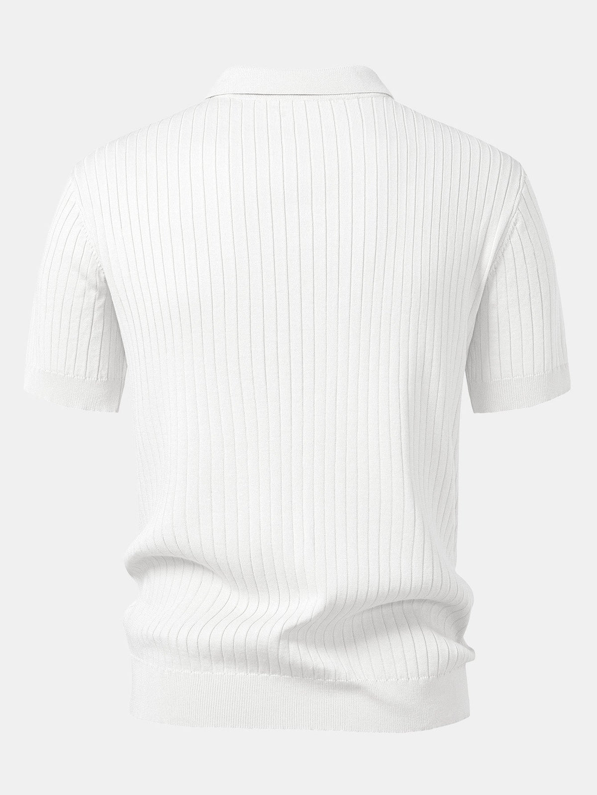 Men's Striped V-Neck Knit Polo Shirt, alternate angle 11