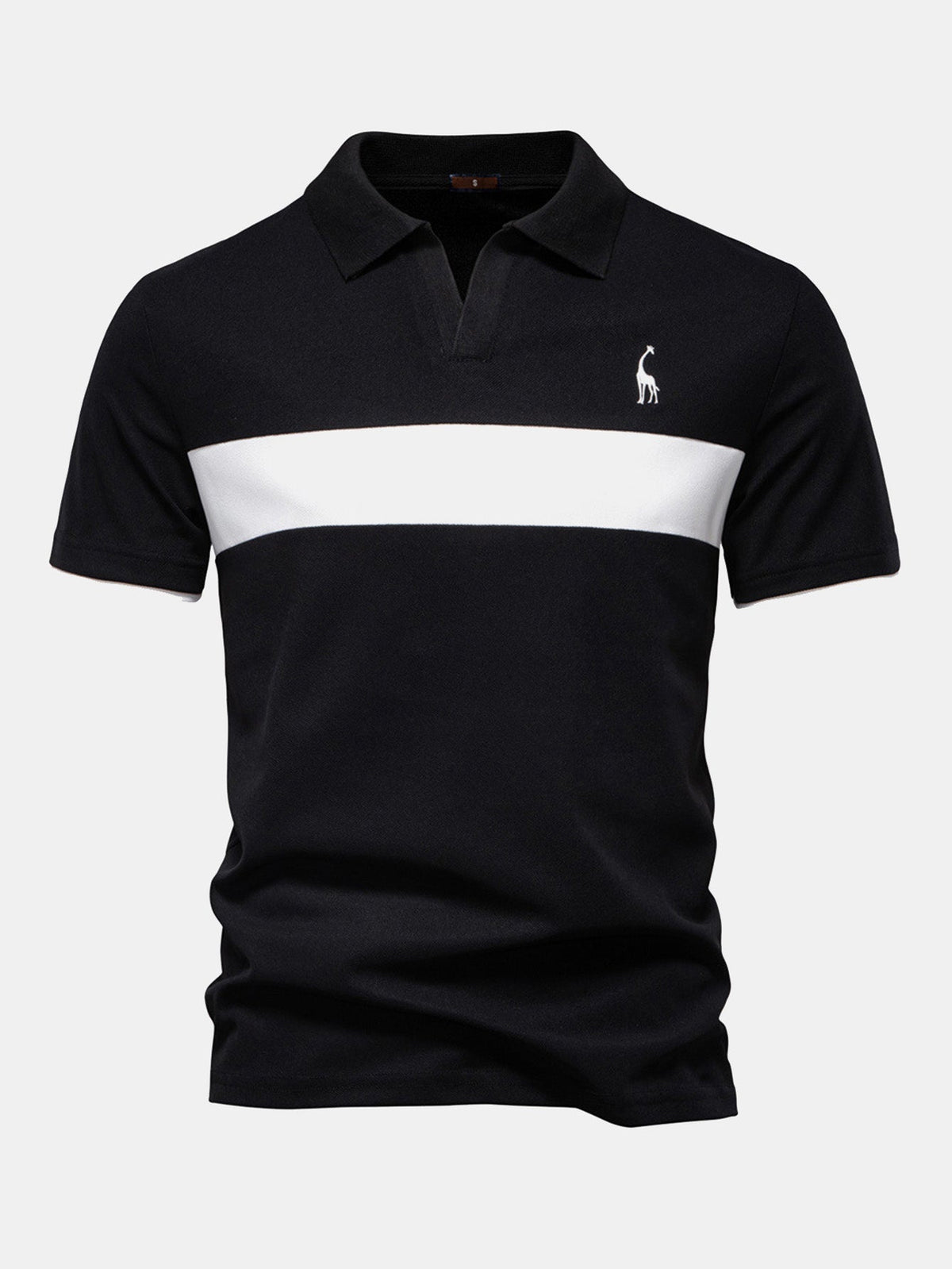 Men's Contrast Pique V-Neck Polo Shirt, alternate angle 4