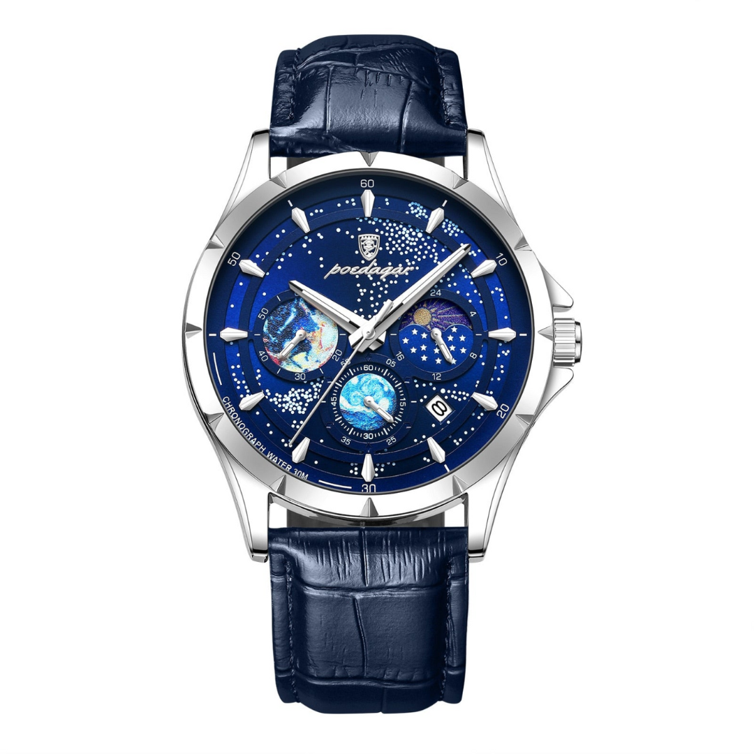Men's Space Leather Strap Quartz Watch photographed for Eaton Row Co.