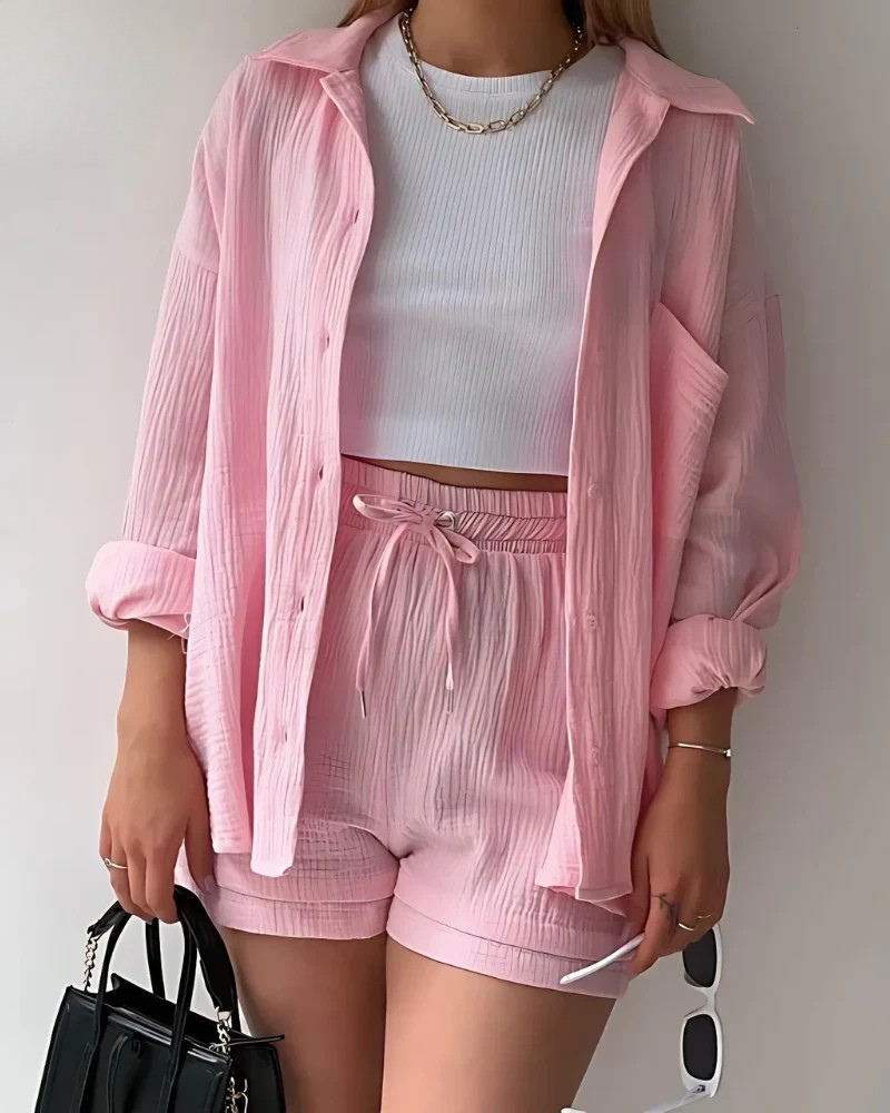 Riviera Women's Crinkle Shirt & Shorts Co-Ord, alternate angle 3