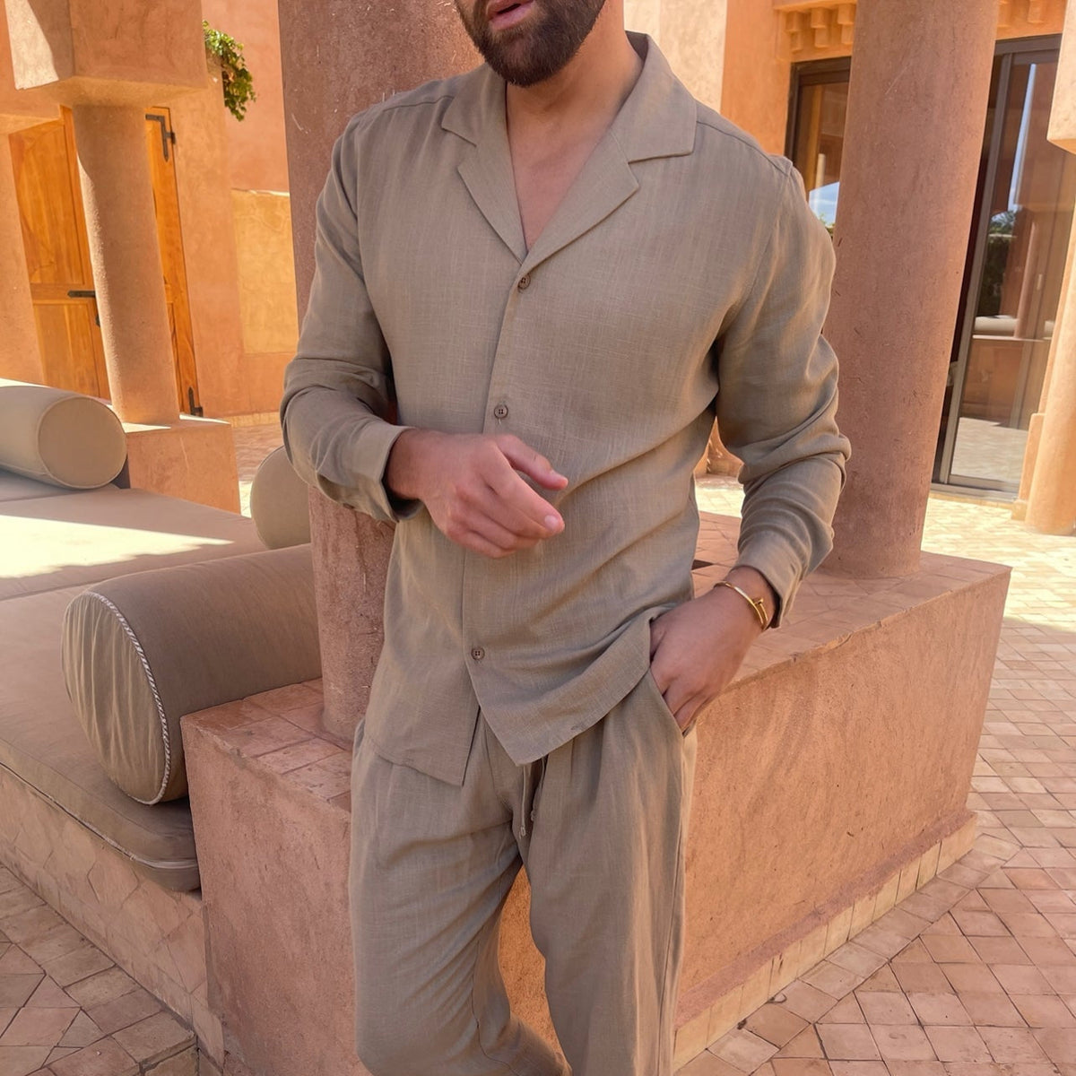 Capri Men's Linen Signature Set photographed for Eaton Row Co.