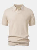 Men's Wave Jacquard Knit V-Neck Polo Shirt photographed for Eaton Row Co.