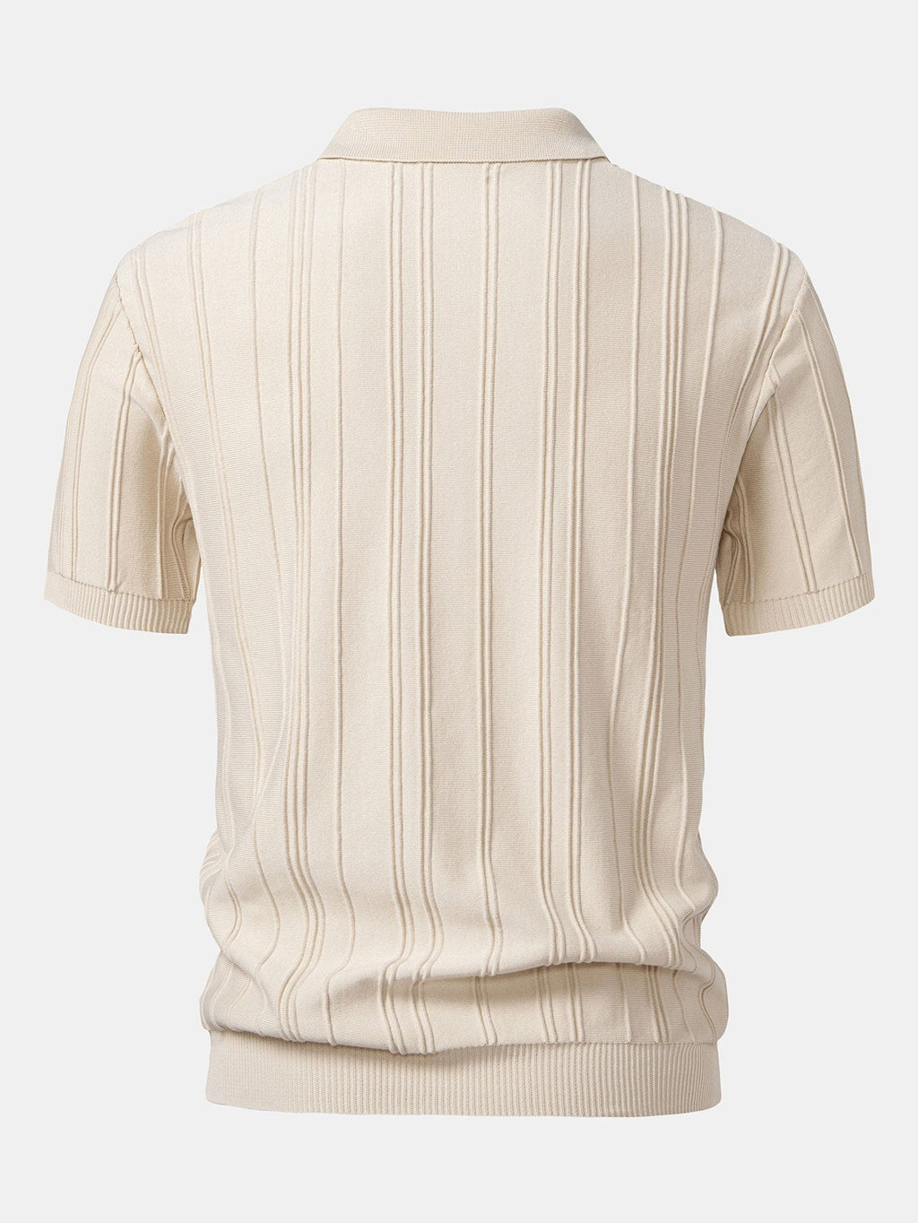 Men's Striped Jacquard Knit Zip Polo Shirt, alternate angle 1