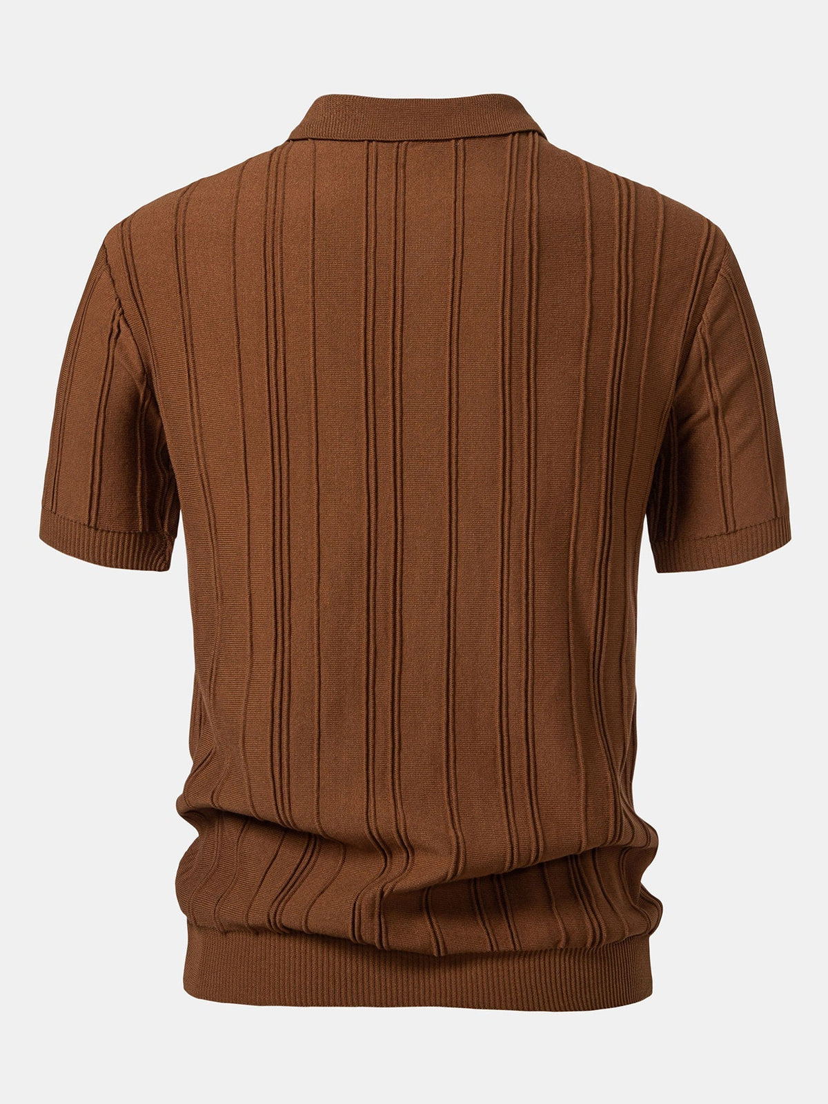 Men's Striped Jacquard Knit Zip Polo Shirt, alternate angle 7