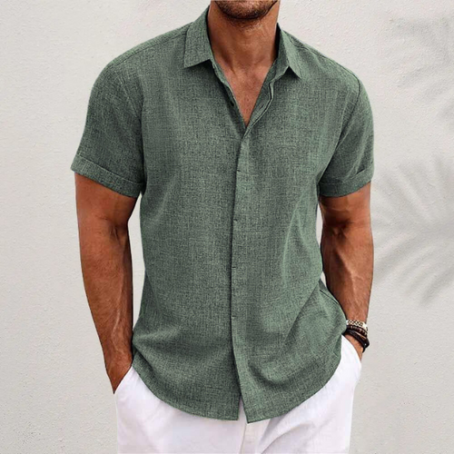 Alejandro Men's Premium Linen Shirt photographed for Eaton Row Co.
