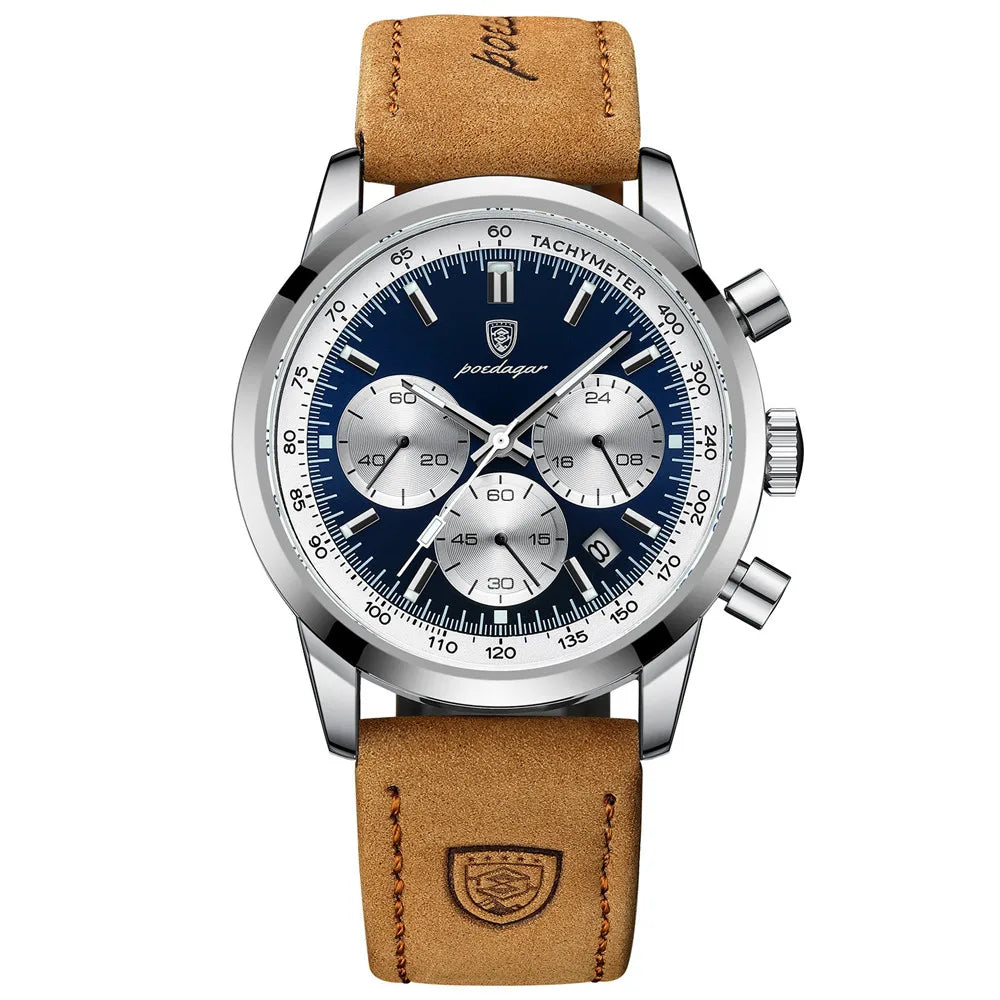 Men's Luxury Leather Strap Chronograph Watch photographed for Eaton Row Co.