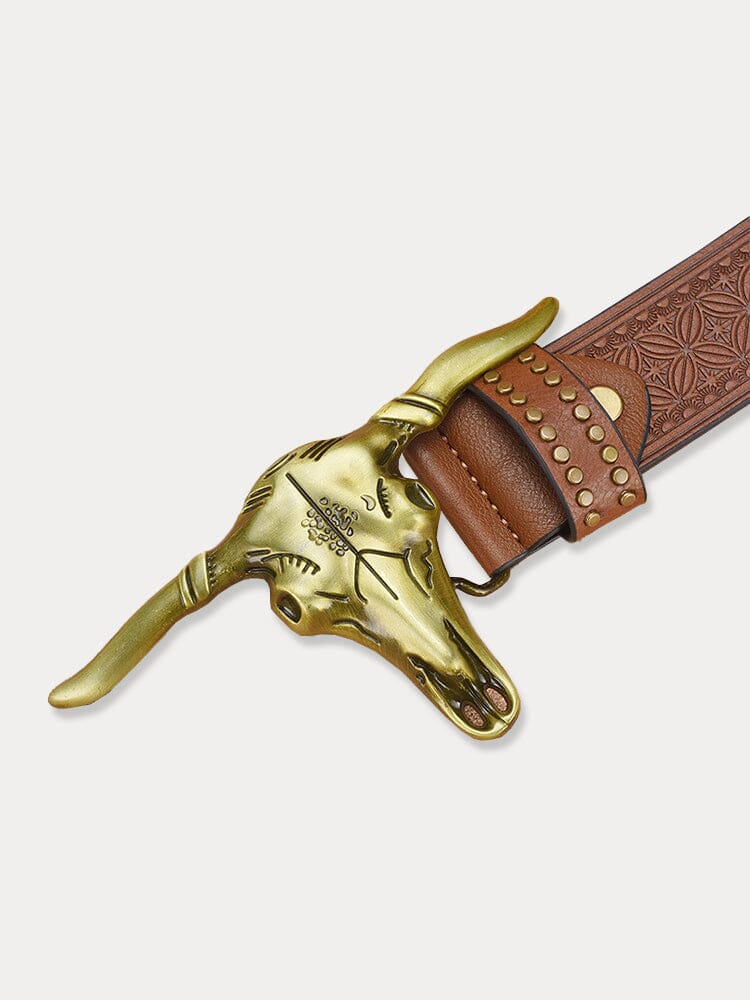 Men's Vintage Western Cowboy PU Belt, alternate angle 4