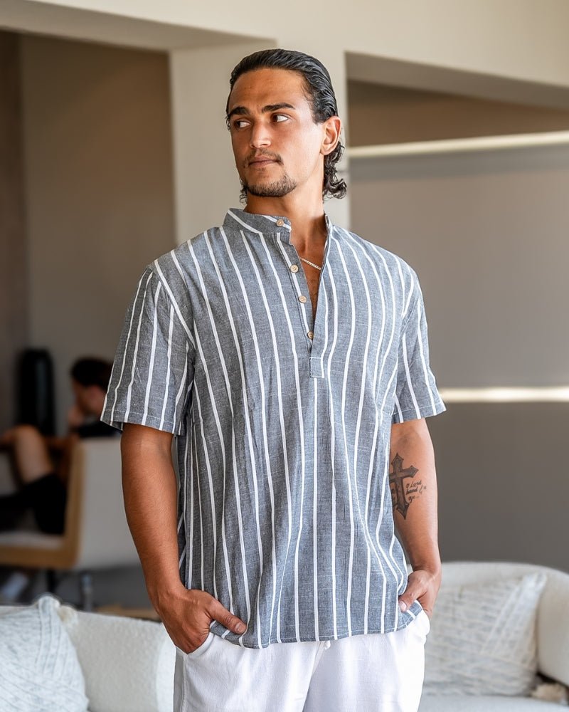 Bari Men's Organic Cotton Sailor Polo Shirt, alternate angle 8