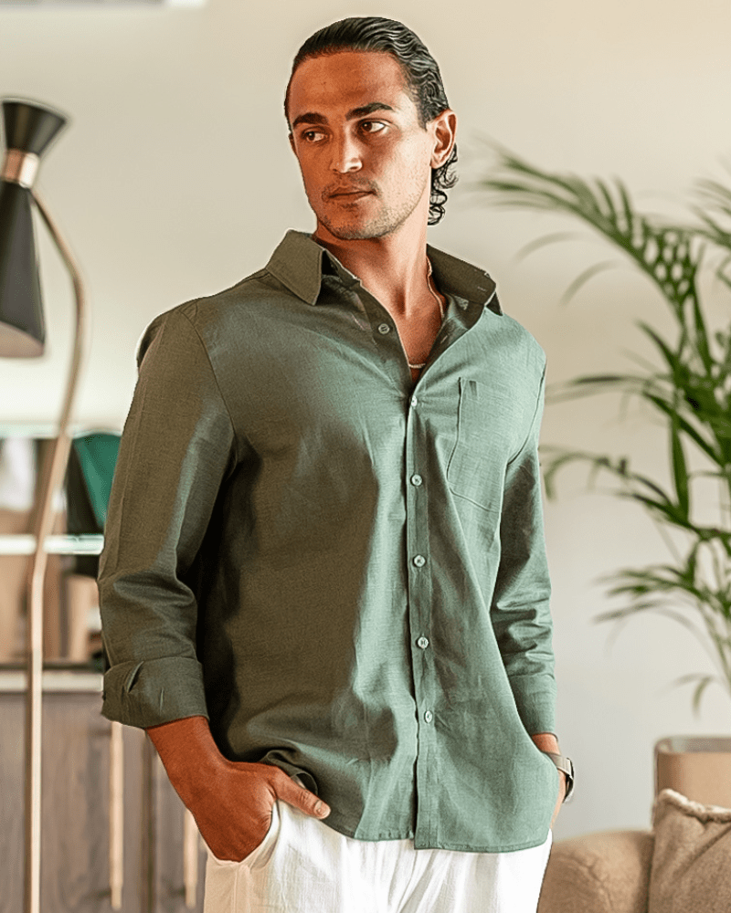 Cape Town Men's 100% Linen Shirt, alternate angle 7