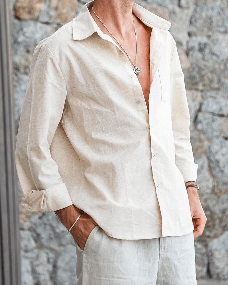 Cape Town Men's 100% Linen Shirt, alternate angle 1