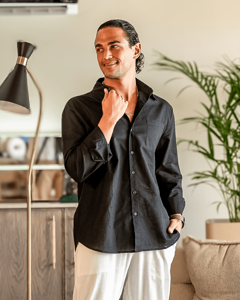 Cape Town Men's 100% Linen Shirt, alternate angle 19