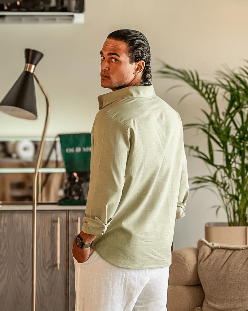 Cape Town Men's 100% Linen Shirt, alternate angle 16