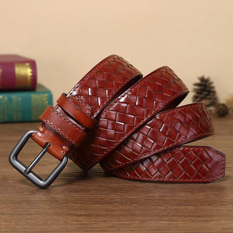 Anatol Men's Braided Leather Belt, alternate angle 10