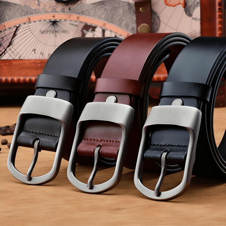 Vintage Men's Matte Buckle Leather Belt, alternate angle 4