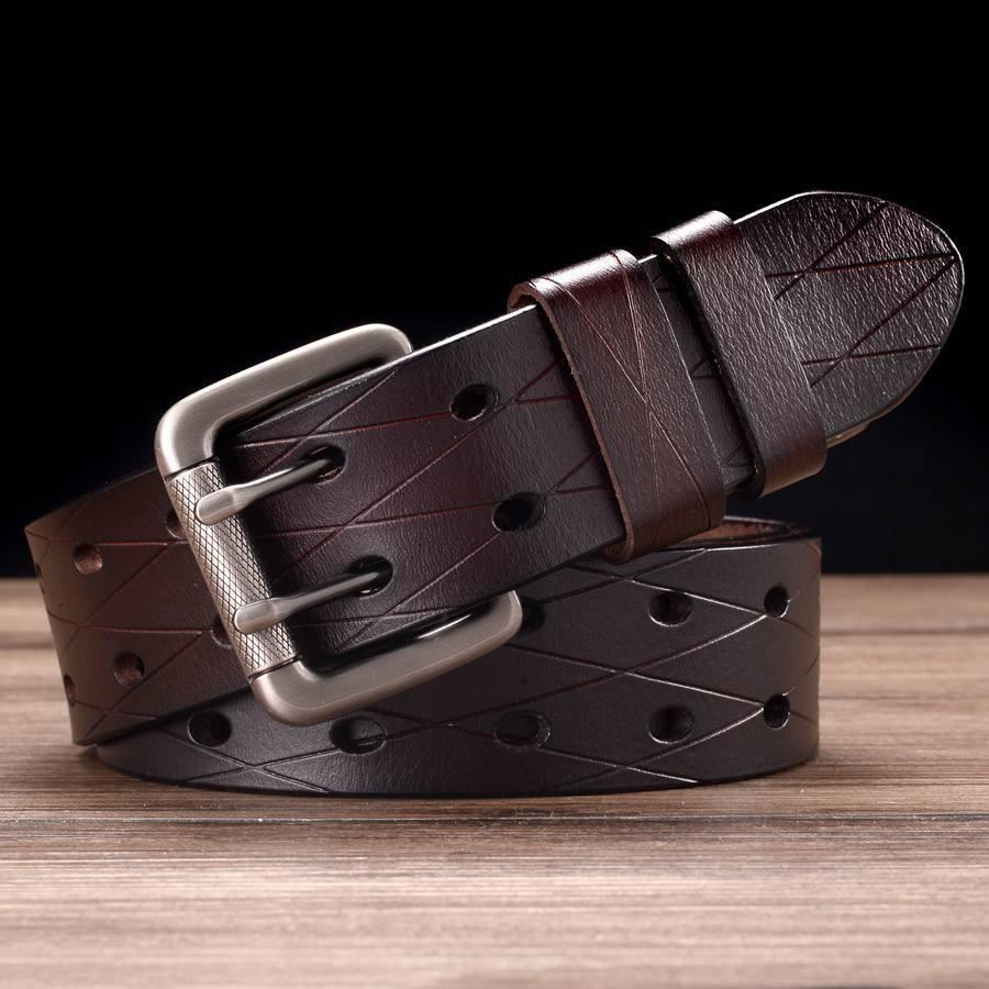 Svetunia Men's Double-Pin Leather Belt, alternate angle 2