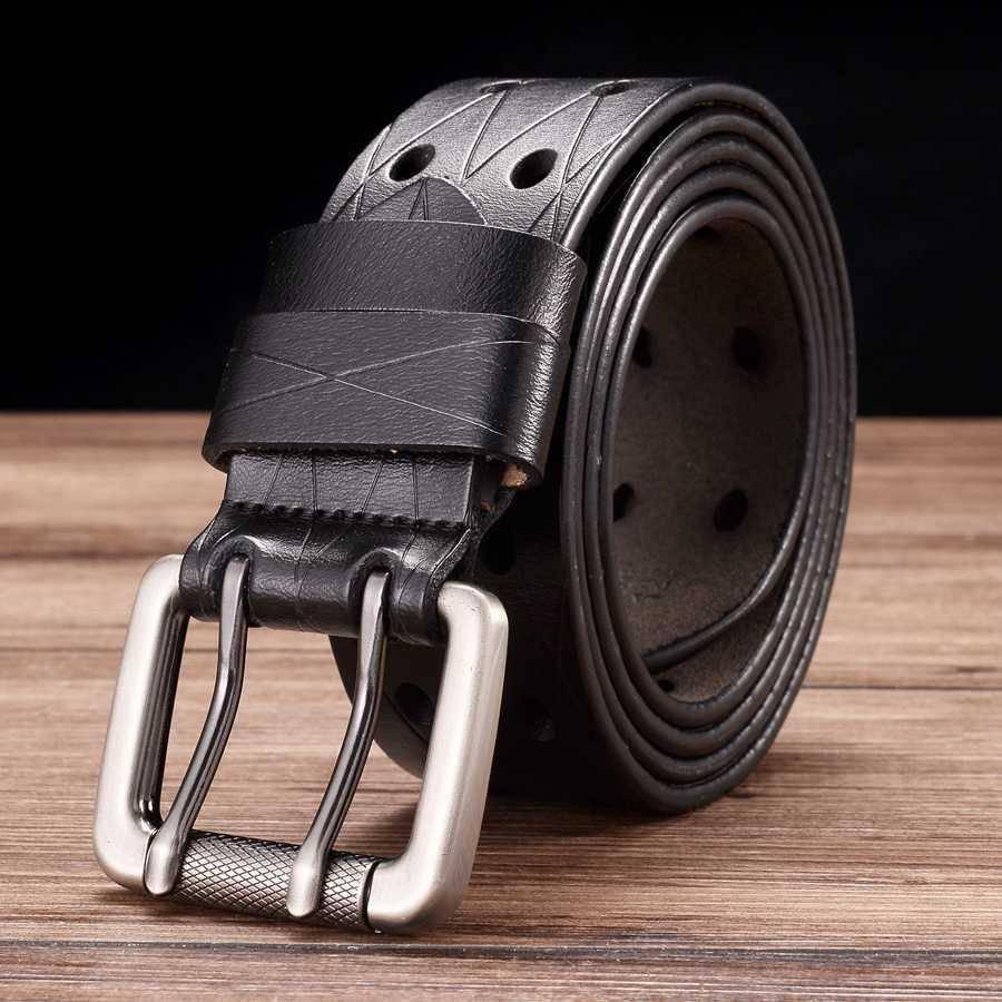 Svetunia Men's Double-Pin Leather Belt, alternate angle 7