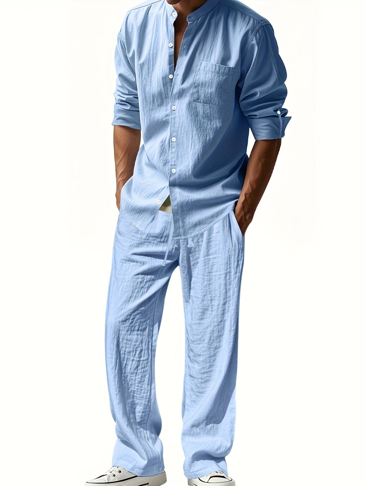 Owen Men's Casual Linen Set, alternate angle 6