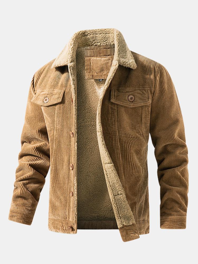 Men's Teddy-Fleece Lined Corduroy Jacket, alternate angle 6