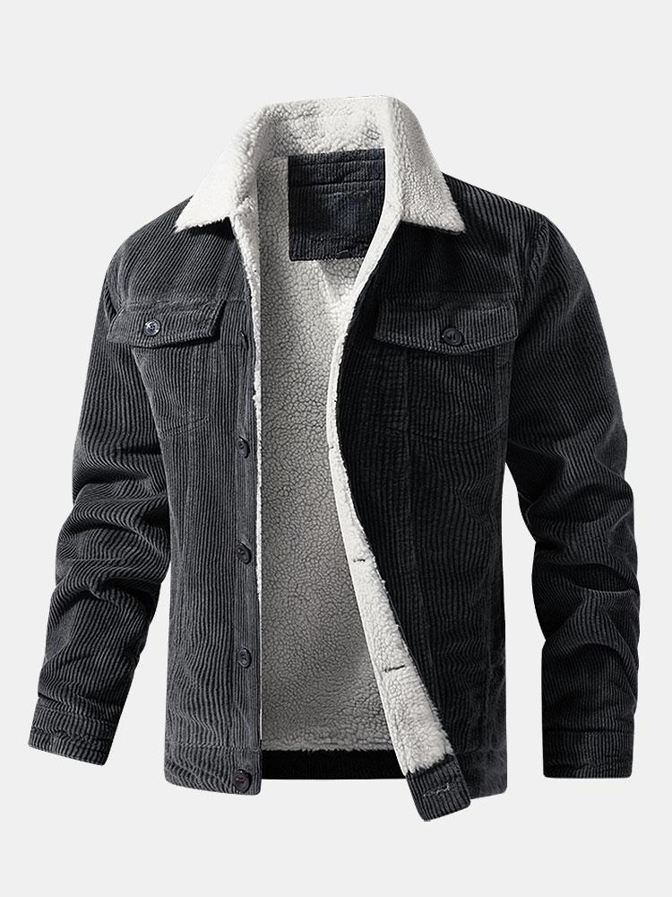 Men's Teddy-Fleece Lined Corduroy Jacket, alternate angle 5