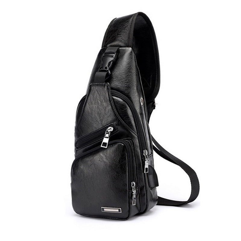 Men's Classic Leather Shoulder Bag, alternate angle 3